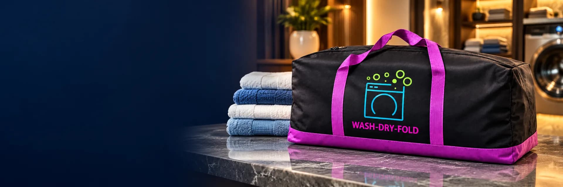 Bubble Fresh bag and neatly folded towels