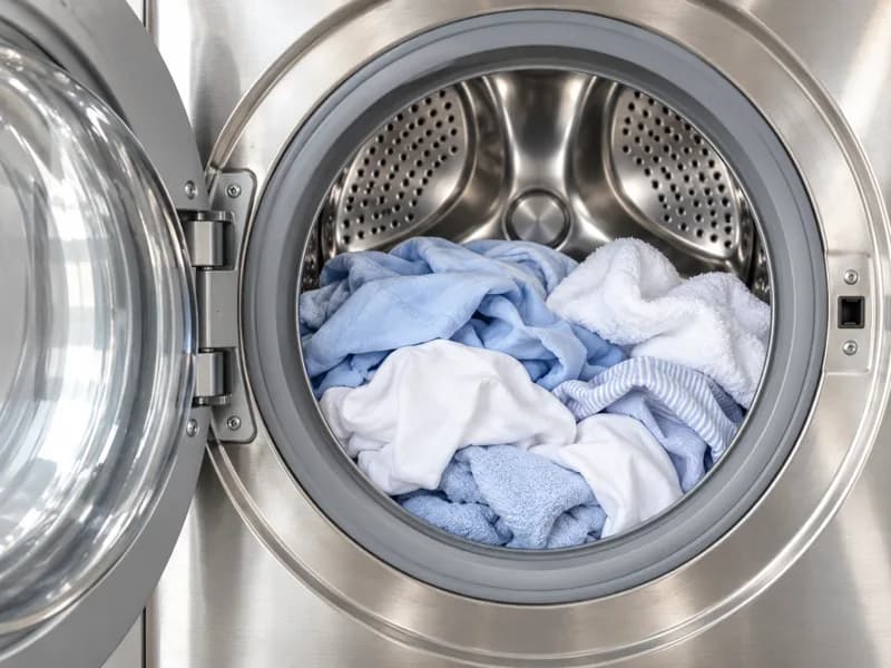 Clothes being cleaned in a washing machine